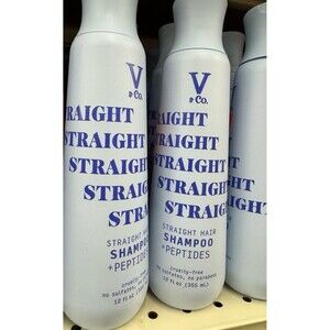 V & Co Straight Hair Shampoo + Peptides 12oz OLSHB